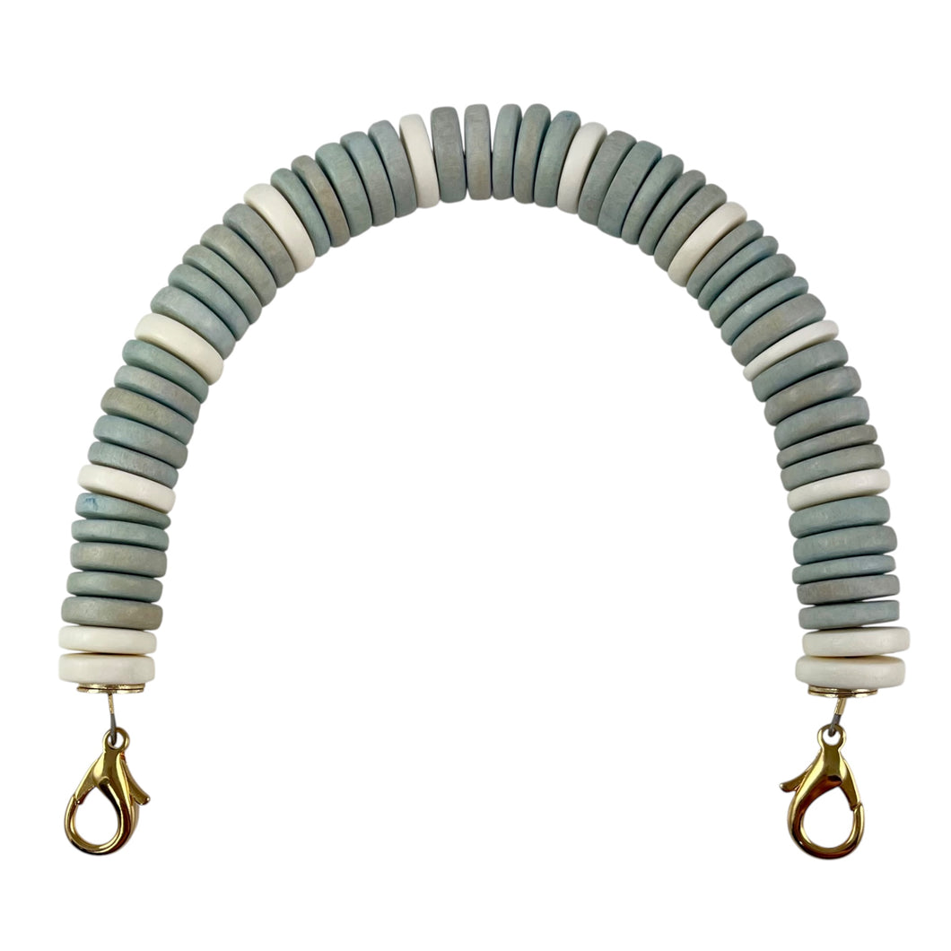 MBH08 -Light blue and cream beaded handle