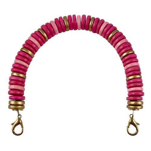 MBH11 - Hot pink, light pink and gold beaded handle