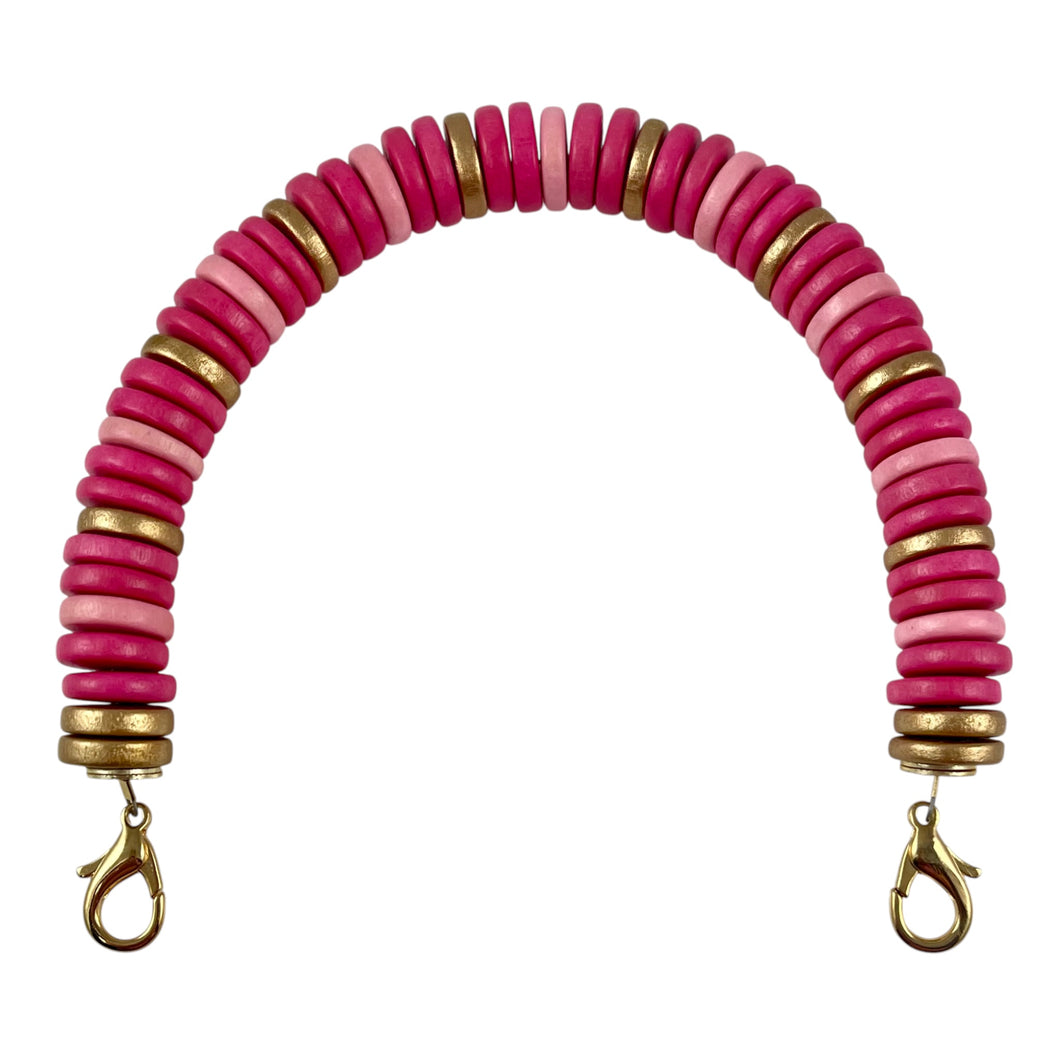 MBH11 - Hot pink, light pink and gold beaded handle