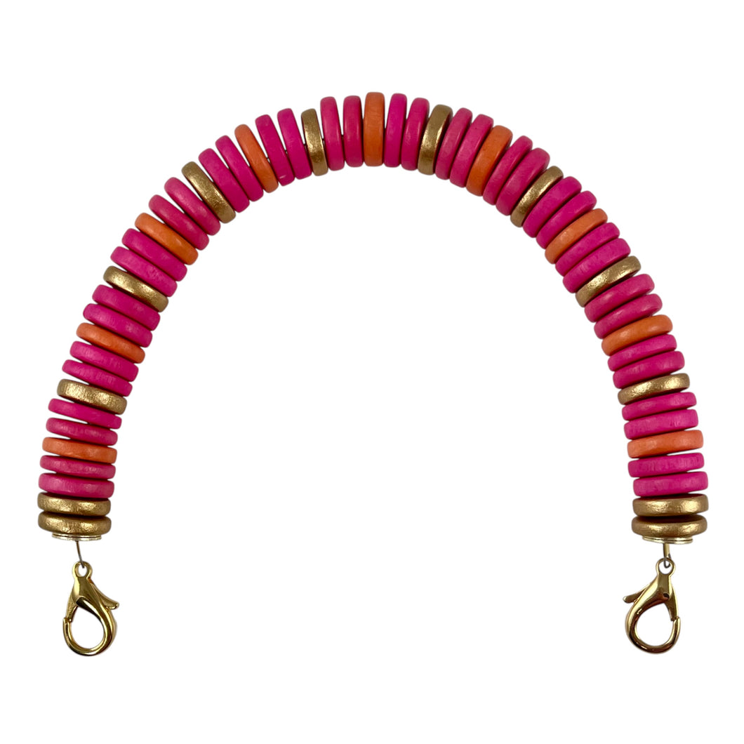 MBH10 -Orange, pink and gold beaded handle