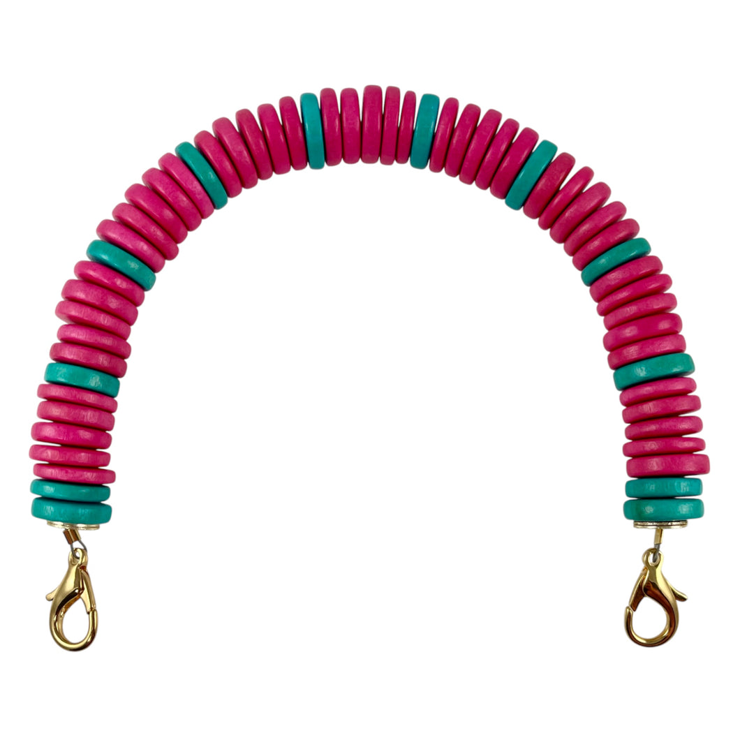MBH09 - Pink and turquoise beaded handle