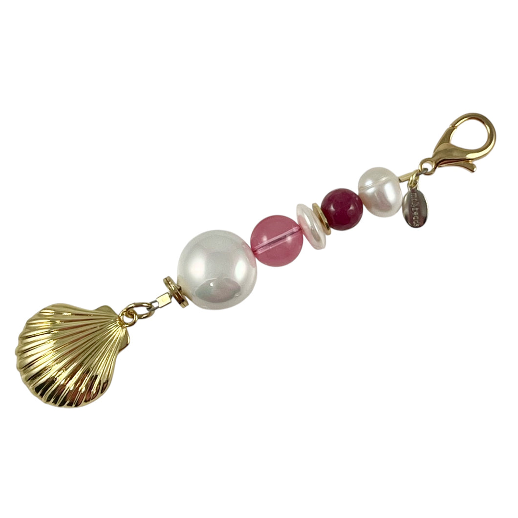 MBSF06- Gold plated shell charm with beads scissor fob