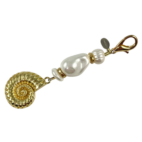MBSF07- Gold plated shell and pearl scissor fob