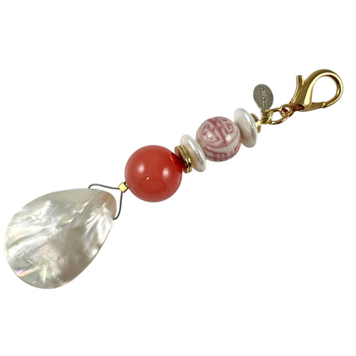 MBSF01 - Coral and pearl scissor fob
